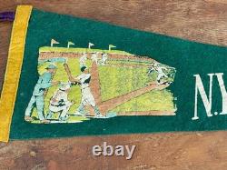 Vintage New York Black Yankees Negro League Yankee Stadium Baseball Pennant 40's