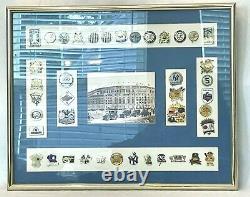 Vintage New York Yankees Baseball Framed Collectible Pins & Stadium Photo Print