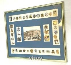 Vintage New York Yankees Baseball Framed Collectible Pins & Stadium Photo Print