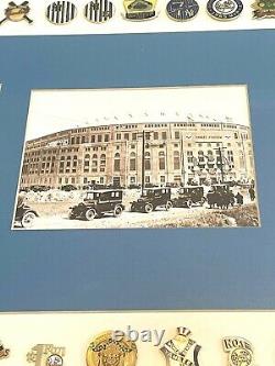 Vintage New York Yankees Baseball Framed Collectible Pins & Stadium Photo Print