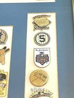 Vintage New York Yankees Baseball Framed Collectible Pins & Stadium Photo Print