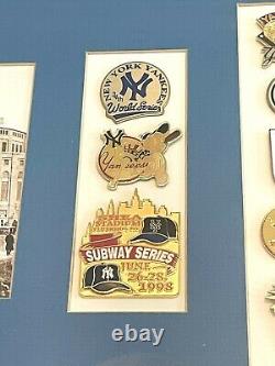 Vintage New York Yankees Baseball Framed Collectible Pins & Stadium Photo Print