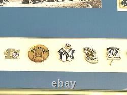 Vintage New York Yankees Baseball Framed Collectible Pins & Stadium Photo Print