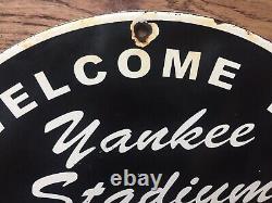 Vintage New York Yankees Stadium Baseball 11 3/4 Porcelain Sign Dated 1955