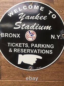 Vintage New York Yankees Stadium Baseball Heavy Porcelain Sign 12