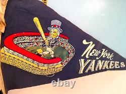 Vintage New York Yankees Team Uncle Sam Batting in Stadium Full Size Pennant
