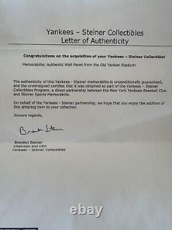 Vintage Yankee Stadium Authorized Parking Sign RARE Steiner LOA Holograms