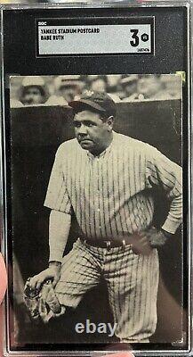 Vintage Yankee Stadium Baseball Postcard Babe Ruth SGC 3 HOF The Great Bambino