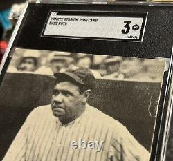 Vintage Yankee Stadium Baseball Postcard Babe Ruth SGC 3 HOF The Great Bambino