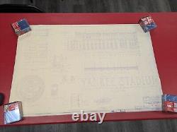 Vintage Yankee Stadium Blueprint Printed 24x36 Poster GREAT CONDITION
