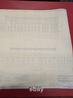 Vintage Yankee Stadium Blueprint Printed 24x36 Poster GREAT CONDITION