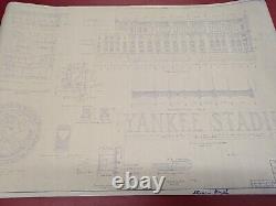 Vintage Yankee Stadium Blueprint Printed 24x36 Poster GREAT CONDITION