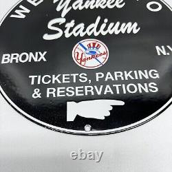 Vintage Yankee Stadium Parking MLB Baseball Bronx New York Porcelain Sign