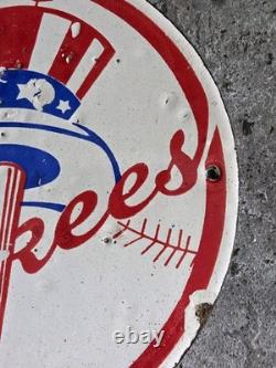 Vintage Yankees Porcelain Sign Stadium 7.5×8