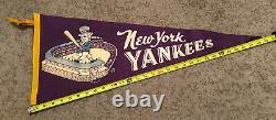 Vtg 1950's New York Yankees Wool Felt 30 Pennant Yankee Stadium & Uncle Sam