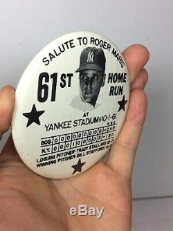 Vtg 1961 Baseball Stadium Pin Salute Roger Maris New York Yankees 61st Home Run