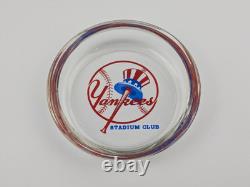 Vtg NY Yankees Stadium Club Glass Ashtray 3.5 Logo RARE MLB New York Baseball