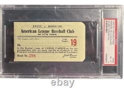 YANKEES STADIUM VERY RARE RUTH GEHRIG ORIGINAL 1930 GAME 19 PRESS PASS WithPSA
