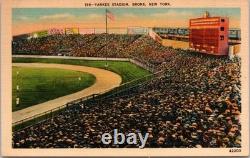 Yankee Stadium Bronx NY crowd scene vintage 1940s baseball postcard