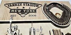Yankee Stadium Home of the New York Yankees Layered Wooden Ballpark with Cit