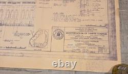Yankee Stadium Remodeled 1974 Original Blue Print Whiteprint Blueline Used