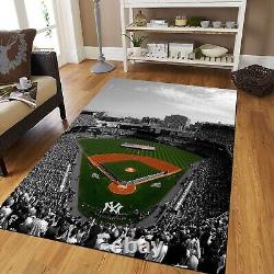Yankee Stadium Rug, Black White New York Yankees Stadium Area Carpet, Non Slip