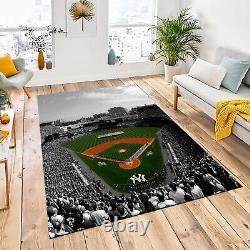 Yankee Stadium Rug, Black White New York Yankees Stadium Area Carpet, Non Slip
