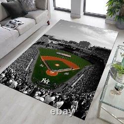 Yankee Stadium Rug, Black White New York Yankees Stadium Area Carpet, Non Slip