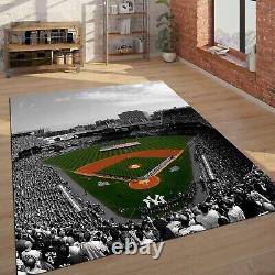 Yankee Stadium Rug, Black White New York Yankees Stadium Area Carpet, Non Slip