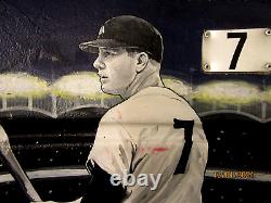Yankee Stadium Seatback With Mickey Mantle Artwork And Cut Signature Jsa