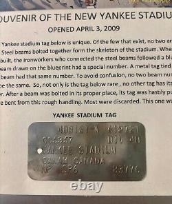 Yankee Stadium Steel Beam Tag, Souvenir Plaque of the New Yankee Stadium