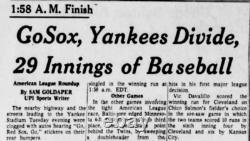 Yankees Red Sox Play 40 Innings in 24 Hrs Longest Gm Stadium History 1967 Ticket
