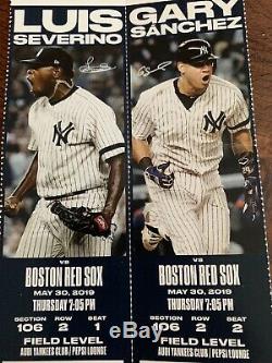 Yankees Vs Red Sox 2 Tickets Aug 3 At 705 PM Section 106 With Pepsi/Audi Lounge